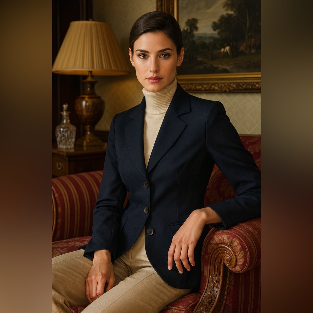 Aquascutum Navy Wool Blazer British Tailoring Timeless Elegance Fitted Luxury